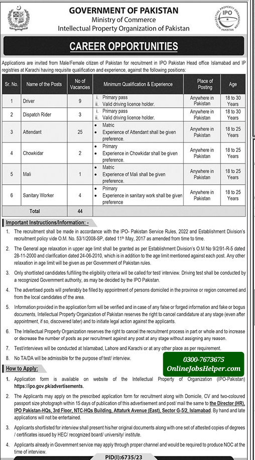 Jobs in Ministery of Commerce, IPO, May 2024